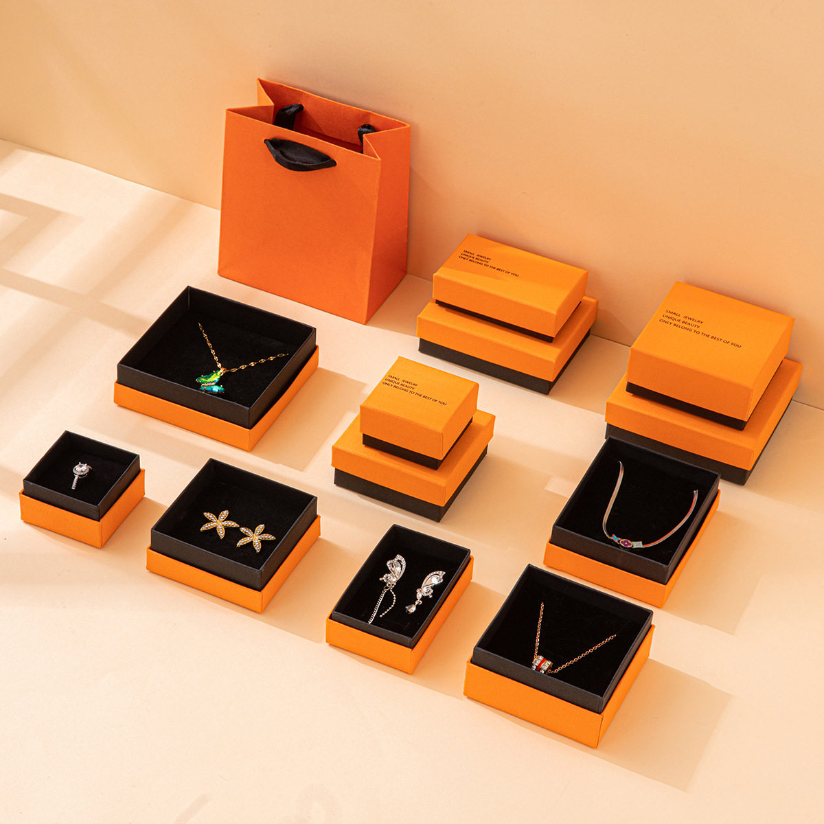 In stock Japanese and Korean style orange jewelry box goddess festival necklace ring gift box fashion exquisite jewelry packaging box