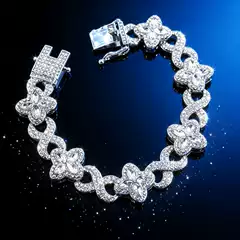 European and American Best-Selling Four-Leaf Clover 8-Character Cuban Chain Necklace Trendy Cool Handsome High-End High-End Men's and Women's Necklace