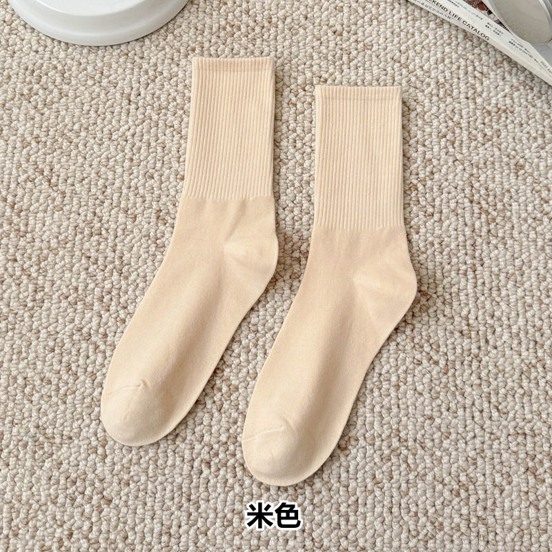 彩色袜子女长筒袜四季款ins潮流糖果色马卡龙中筒袜学生运动棉袜