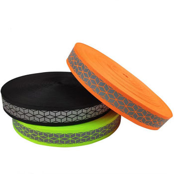 Factory Direct Sales, Best-Selling Stereo Geometric Pattern Reflective Webbing, High-Gloss Square Webbing