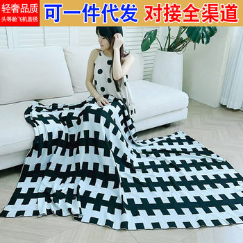 Light Luxury Knitted Blanket, Sofa Air-Conditioning Blanket, Knitted Blanket, Famous Nine-Point Bed Bedside Towel and Blanket, One-Piece Drop Shipping