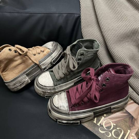 厚底做旧高帮帆布鞋女2024秋休闲百搭复古脏脏鞋学生ins潮滑板鞋