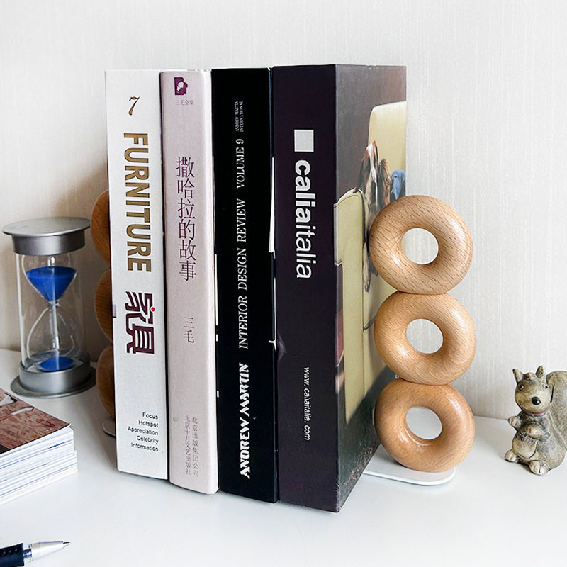 Solid Wood Simple Donut Beech Wood Storage Bookshelf Desktop Student Stand Book Holder Tiktok