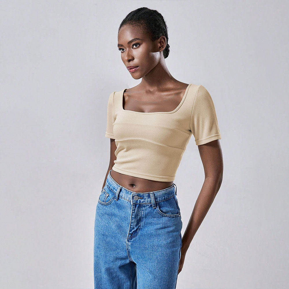 Casual Crop Top T Shirt Summer Style Short Sleeve Minimalist Design Trendy Look Wholesale Available