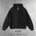Boxy version of zipper shirt-black