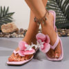 2025 Summer New Flower Fashion Square Toe Slippers Women's Large Size Flats Flip-Flops 43 Size Cross-Border Large Size Shoes