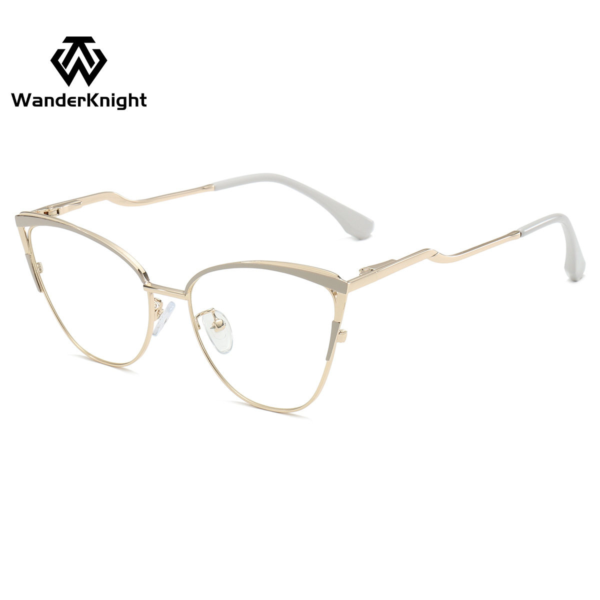 New Cat's Eye Metal Frame Optical Anti-blue Light Computer Glasses Glasses Stainless Steel Frame