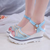 Sandals Women's 2025 Summer New Sandals Women's Wedge Rhinestone Fashion One-Word Buckle Fish Mouth Women's Shoes