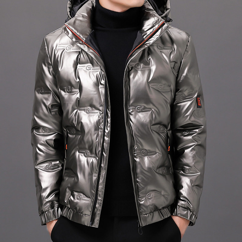 Cross-Border Live Broadcast Popular Winter down Jacket Men's New Hooded down Jacket Casual Glossy Short down Jacket