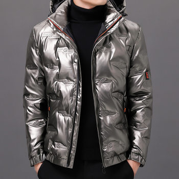 Cross-Border Live Broadcast Popular Winter down Jacket Men's New Hooded down Jacket Casual Glossy Short down Jacket