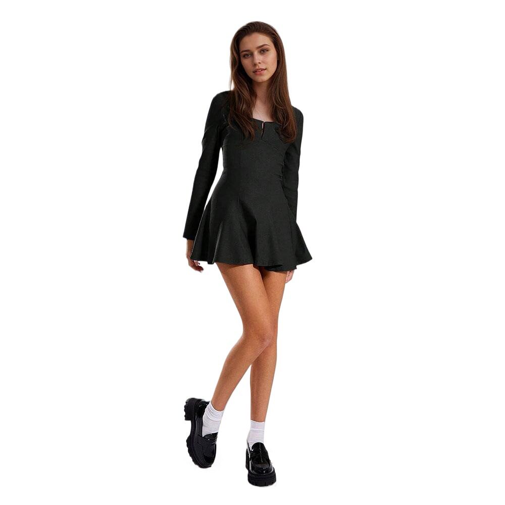 Elegant Womens Solid Color Dress Slim Fit Waist Defining Fashionable Spring Summer Occasion Wholesale Available