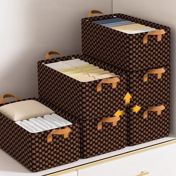 Household Clothes and Pants Storage Box Drawer-Type Wardrobe Storage Foldableing Steel Frame Storage Basket Storage Box Organizing Box