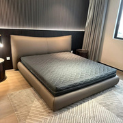 Leather Bed Double Head Layer Cowhide Bed Italian Style Minimalist Xiangnai Modern Simple Master Bedroom Wedding Bed Soft Bag Fo