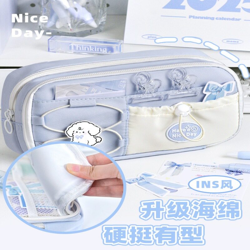 Ins Style Simple Stationery Box Pencil Case for Elementary School Students, Middle School Students, High School Students, Girls' Stationery Bag, Stationery Pen Bag