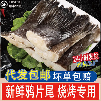Large Flounder Tail, Frozen Deep Sea Flounder Tail, Barbecue Semi-Finished Opium Fish Tail, Commercial Seafood and Aquatic Products Wholesale