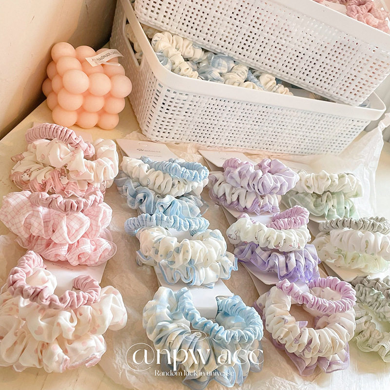 small size Floral Fabric Hair Rope Hair Ring Mori Students Summer Balls Basic Hair Rope Korean Colon Ring suit