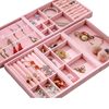 Velvet Jewelry Storage Box, High-End Large-Capacity Jewelry Box, Ring Earrings, Hand Jewelry Necklace Storage Display Rack
