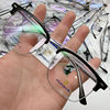 New Ultra-Light Pure Titanium Eyebrow Frame High-End Plate Temple Square Frame Myopia Glasses Frame Men's Wholesale