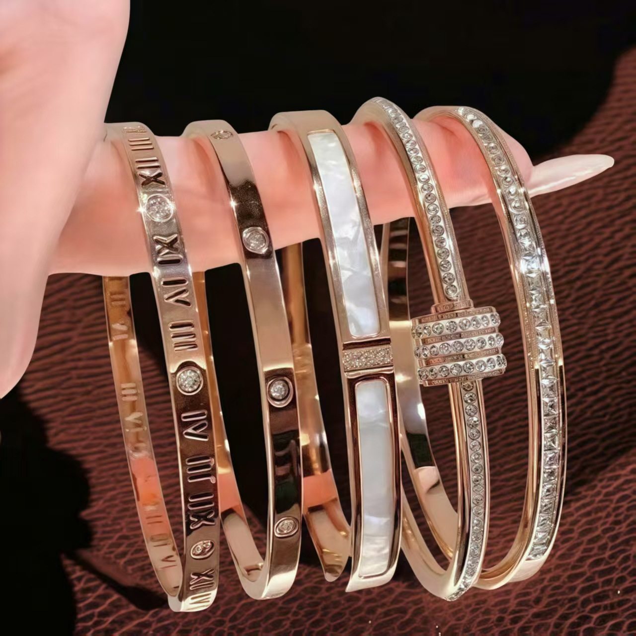 rose gold cross-border titanium steel women's bracelet, stai...