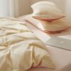 Designer High-Count, High-Density 100S Long-Staple Cotton Pure Cotton Brushed Wide-Brimmed Four-Piece Set of Pure Cotton Pure Color Double Bedding