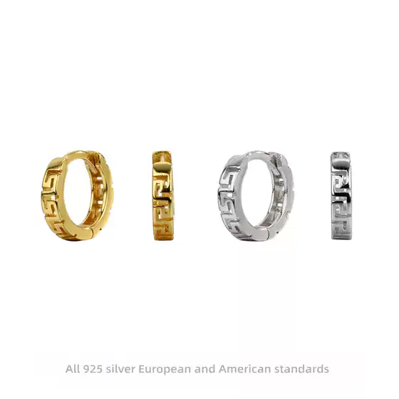 Foreign trade factory wholesale s925 sterling silver Medusa palindromic hoop earrings European and American style hollow design trend ear buckle