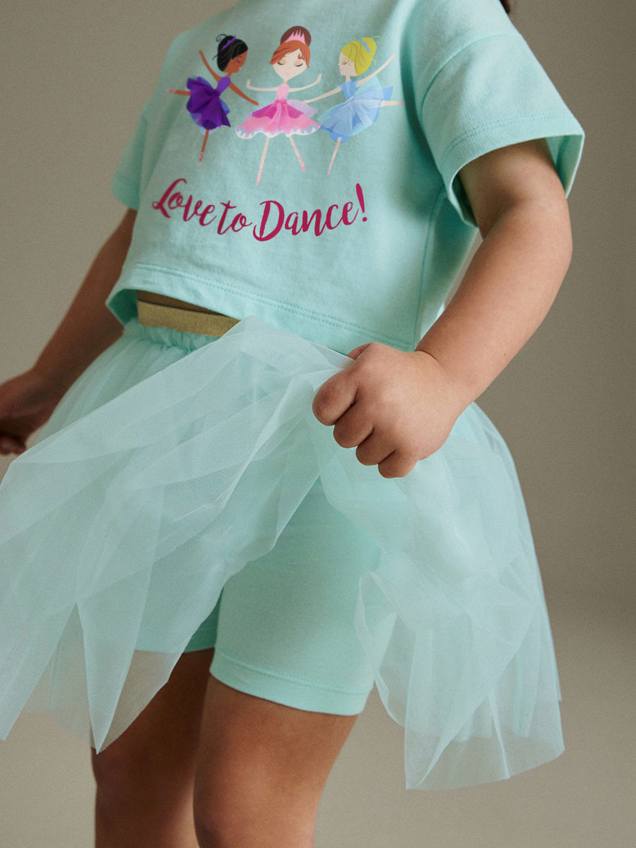 Custom-made Children's Clothing, 2025 New Summer Girls' Cartoon Set, Hot-selling Cute Kids' Tulle Dress Set