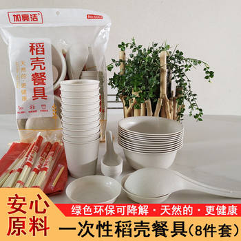 Disposable Bowls and Chopsticks Rice Husk Tableware Set Picnic Barbecue Banquet Party Camping Style Outdoor Travel Factory One Wholesale