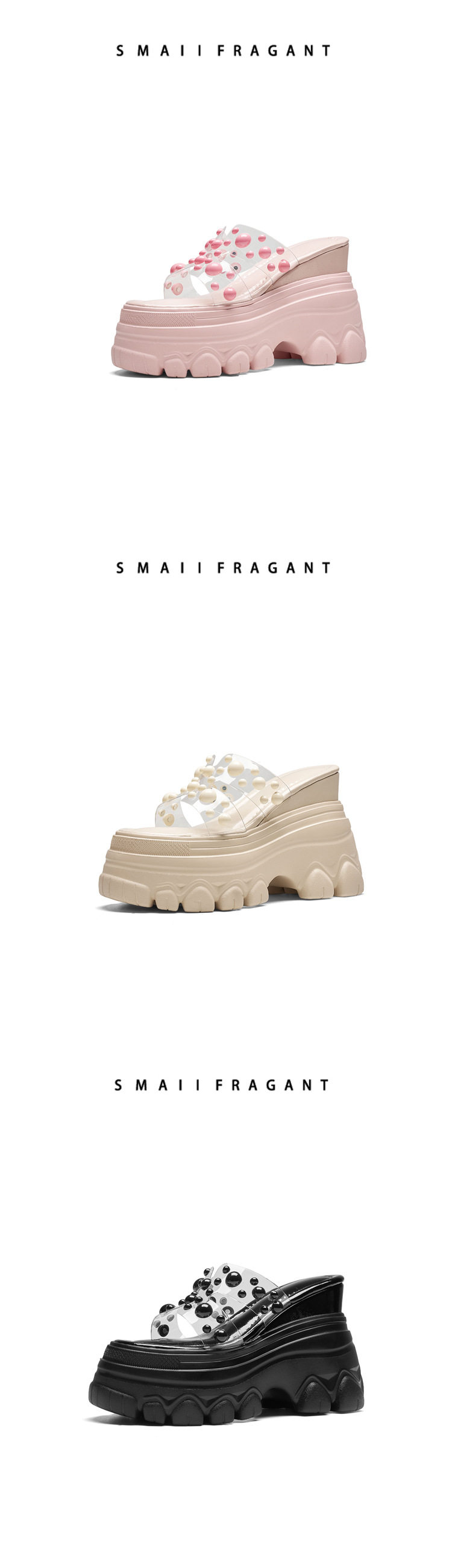 Dép sandal cao gót nữ đế xuồng platform 12cm phong cách Hàn Quốc — [Trắng kem], [Đen], [Hồng] chi tiết 7