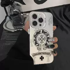 Trendy Brand Crow Heart iPhone 17 Pro Max Phone Case Apple 16 Double-Layer Colored Silver 15 Cross-Border Cross Hard Case