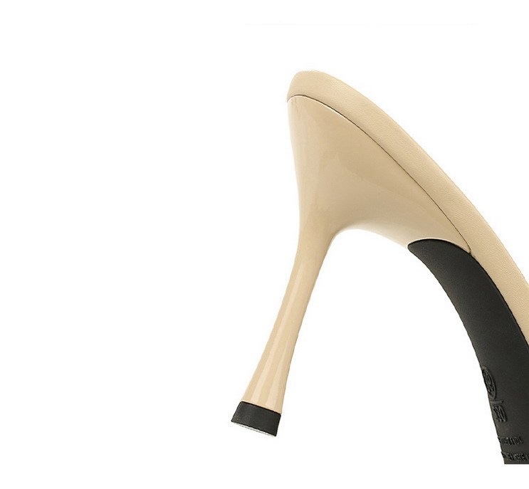 Sandal cao gót nữ mũi nhọn quai ngang chất liệu ren phối nhún, gót nhọn thanh mảnh — Họa tiết da báo, Màu be, màu đen