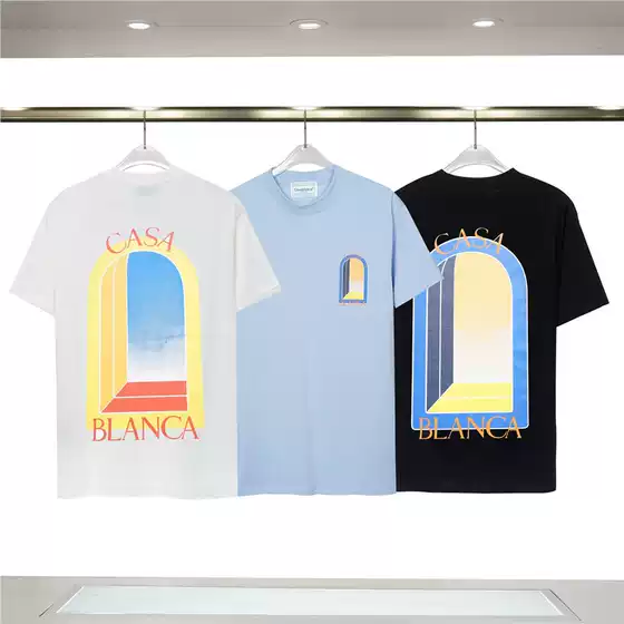 Cross-Border Pure Cotton Short-Sleeved T-Shirt Wholesale Trendy Clothing Round Neck Double-Sided Printed Pure Cotton T-Shirt