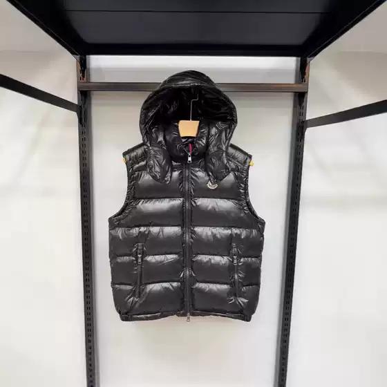 26 Cross-Border European and American Style Mongolian down Cotton Vest for Men and Women, Hooded, Thickened, Warm, Stand-Up Collar, Shiny, Outerwear