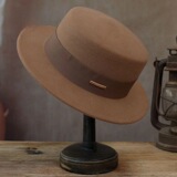 Шляпа с плоским верхом, женская осенне-зимняя панама, шерстяной цилиндр с плоским краем, французская британская ретро универсальная шляпа с плоским верхом, мужская