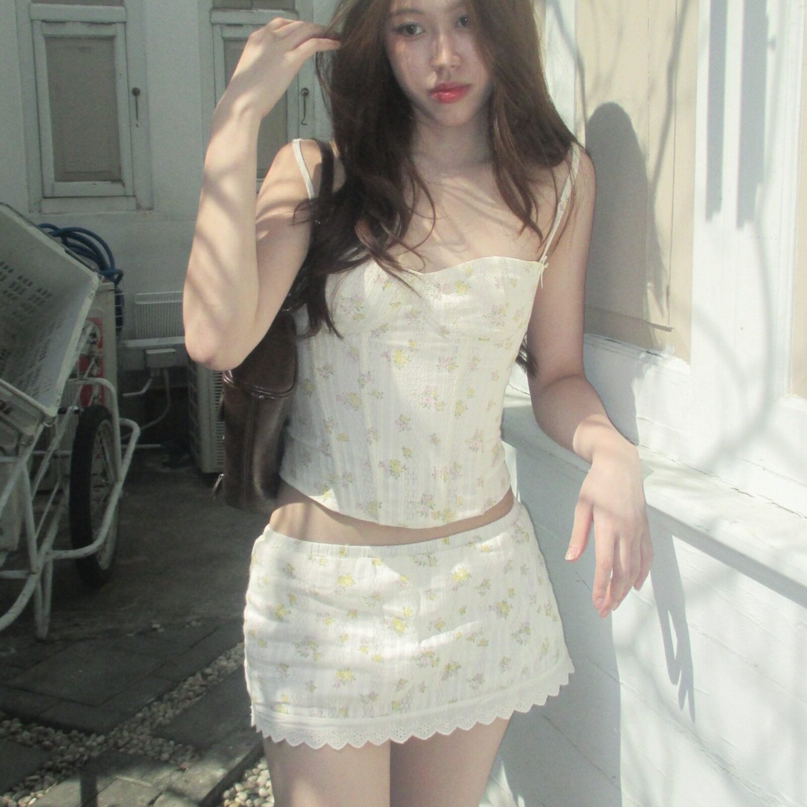 Womens Floral Print Cami Top and Skirt Set Stylish Sweet Fresh Vacation Ready Summer Collection Wholesale