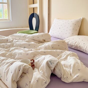 New Class A Super Soft Double-layer Yarn Four-piece Set Naked Sleeping Quilt Cover Bed Sheet Student Dormitory Three-piece Set Thickened Bed Cover