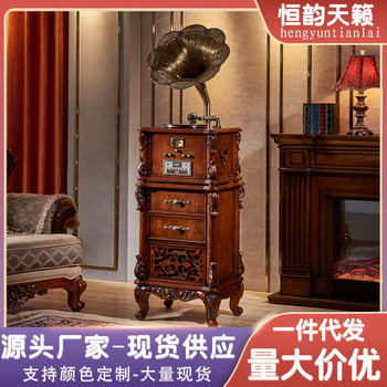 Phonograph Retro Audio Antique Black Glue Record Player Old-fashioned Big Horn Record Player European-style Living Room Audio