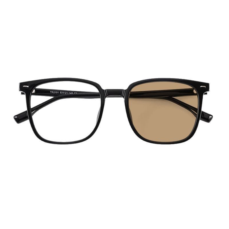 Handsome Half-Frame Glasses Frame for Men, Automatic Photochromic, Anti-Blue Light, Anti-Radiation, Can Be Equipped with Ultra-Light Eye Frames