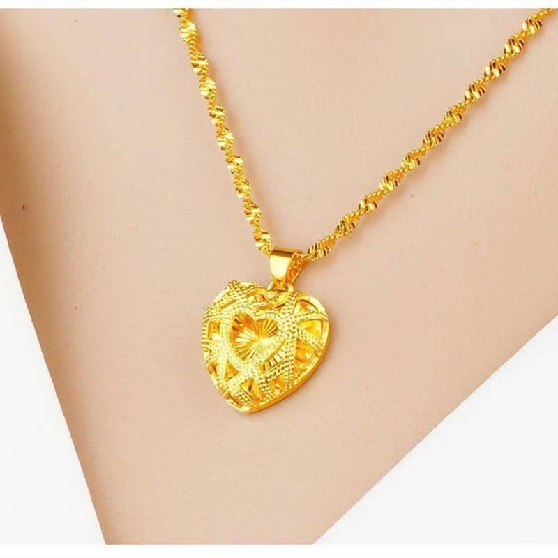 Vietnam gold collarbone water ripple necklace pendant love rose ladies gold-plated necklace pendant factory direct supply