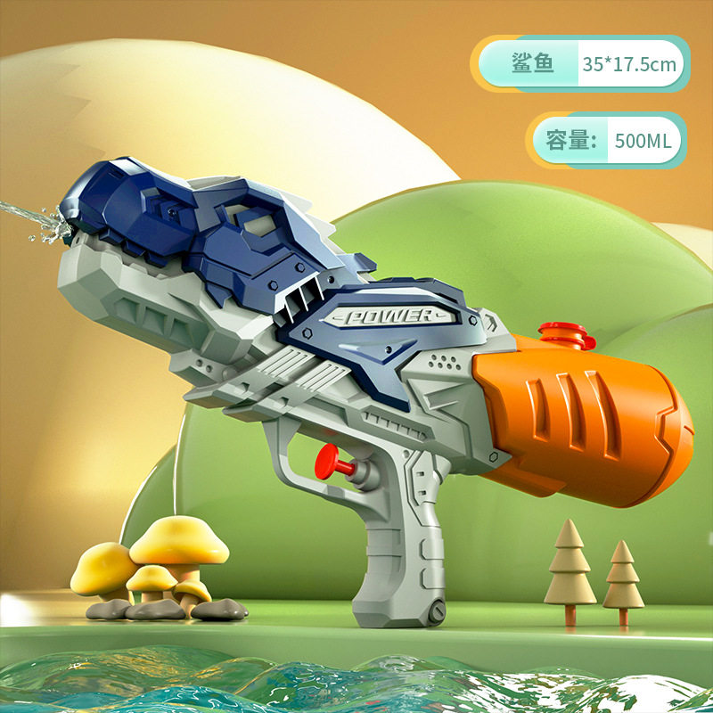 新款儿童水枪玩具网红双喷头戏水枪小马恐龙鸭子鲨鱼抽拉式滋水枪