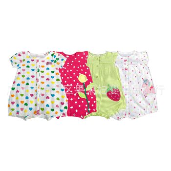 Foreign Trade Original Single Newborn Baby Summer Baby Girl Cartoon Flat Climbing Cotton Flat Corner Hare Clothes Short Girls' Climbing Clothes