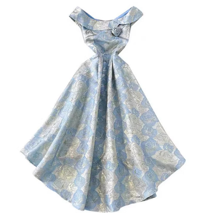 Elegant Off Shoulder A Line Dress for Women Summer Fashion High Waist Slim Fit Korean Style Perfect for Work or