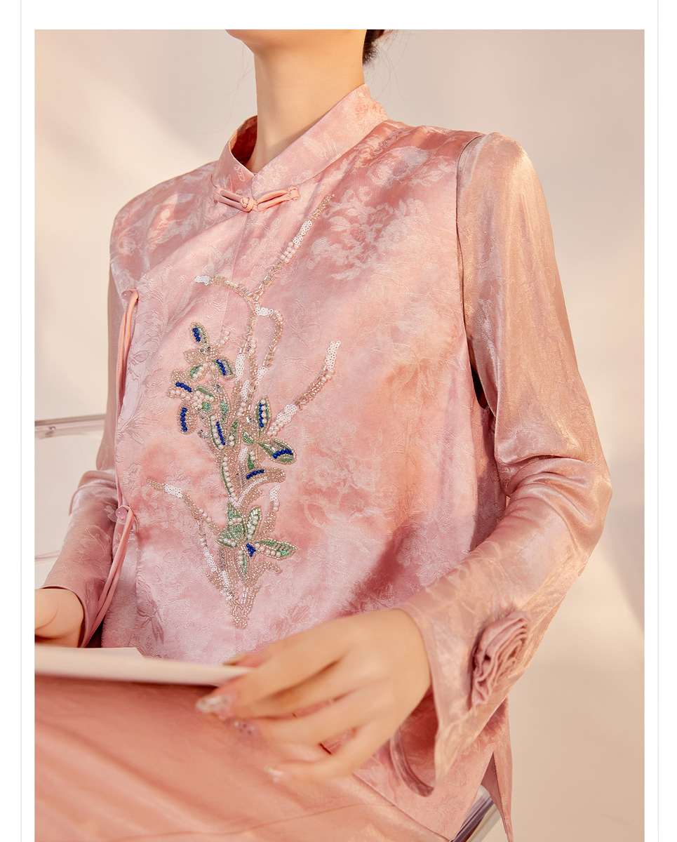 Áo vest nữ thêu thủ công cao cấp dáng rộng thanh lịch — Bột Tao Yao (Giao hàng trong 7 ngày), Bột Tao Yao (phát hành trong cùng ngày), Vàng Champagne (xuất xưởng trong ngày), Vàng sâm panh (giao hàng trong 7 ngày)