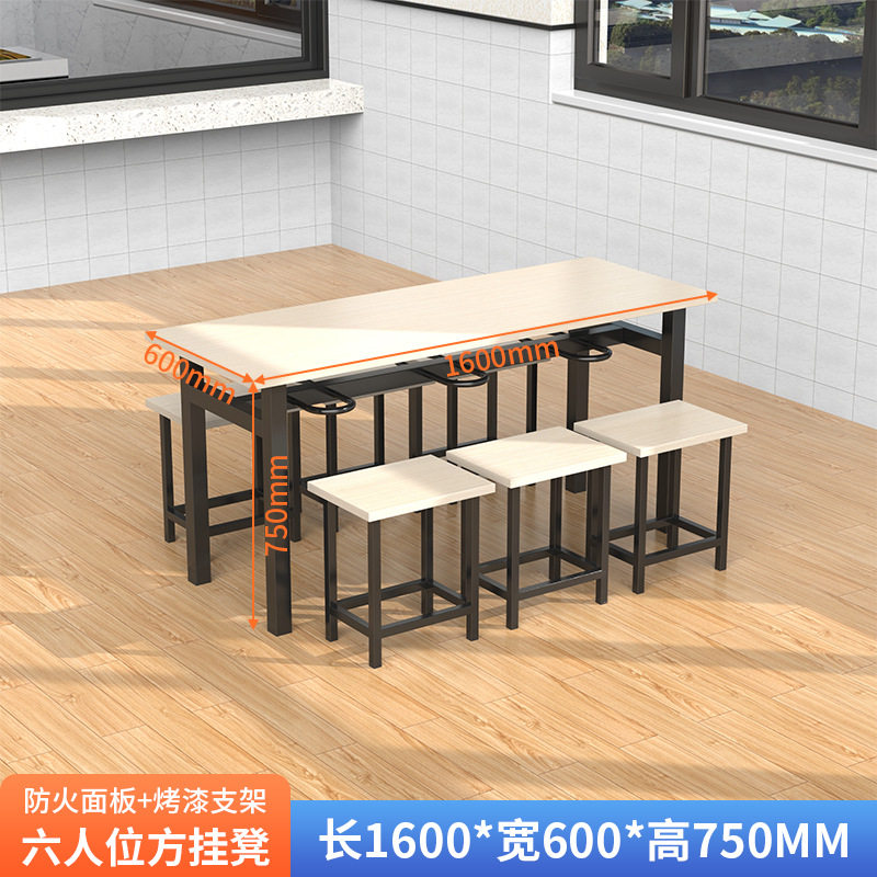 不锈钢快餐桌工厂员工食堂4人8人位餐桌饭店学校餐厅组合连体餐桌