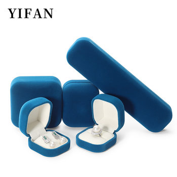 Round Corner flannel jewelry ring ear stud box wholesale pendant jewelry packaging box jewelry bracelet necklace storage packaging