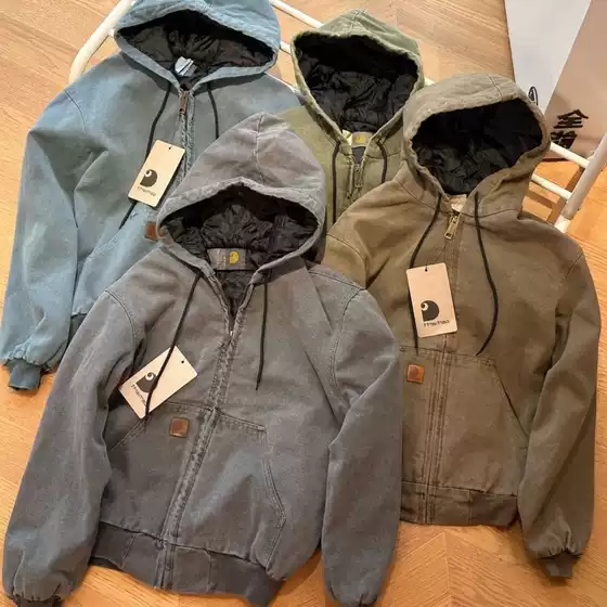 Hooded Jacket J130 Spring and Autumn Thin Style Washed Cotton-Padded Jacket for Men and Women American Style Ins