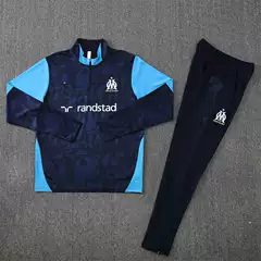 Marseille Football Training Suit Half-Zip Long-Sleeved Jersey Autumn and Winter Sweatshirt Warm-Up Team Uniform Real Madrid Football Suit
