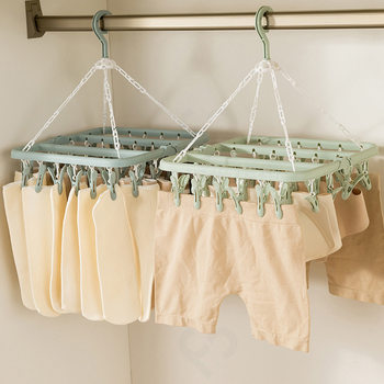 Folding Sock Clip Multi-Clip Hanger Foldable Drying Rack Home Underwear Sock Drying Rack Manufacturer Wholesale