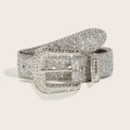 3.8 wide diamond buckle car side beads silver