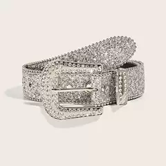 European and American Foreign Trade Spice Girl Belt Women's Fashion Trendy Air Eye Shining Style Western Y2K Water Diamond Buckle Wide Belt Waist Chain