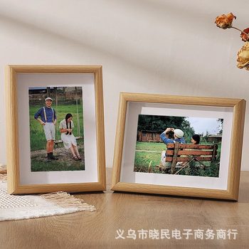 Sticking bottom rounded corner photo frame wooden table 8 inch 12 inch A4 wall hanging solid wood Nordic creative wall hanging picture frame wholesale
